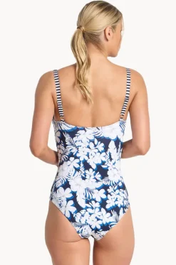Anchor Ruched Square Neck One Piece|Jantzen New