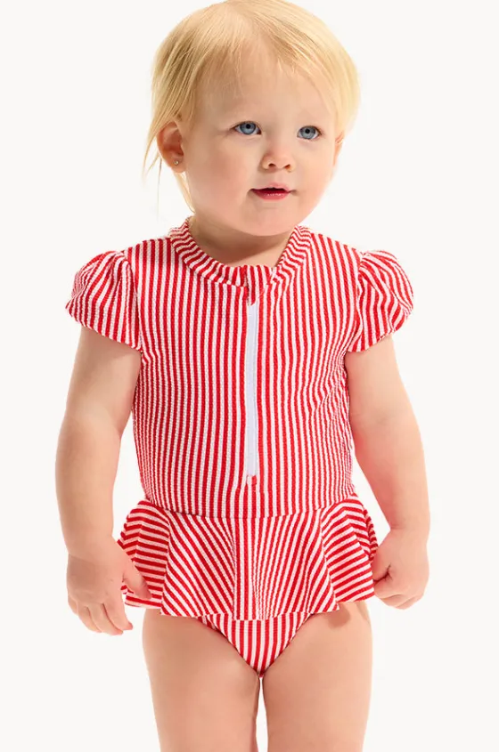 Baby Girls Textured Stripe Peplum Sunsuit|Seafolly Girls Outlet