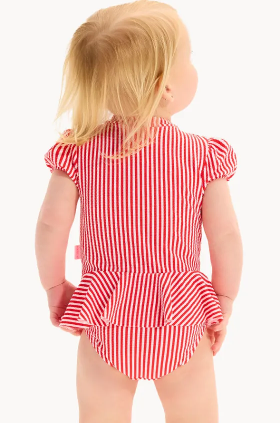 Baby Girls Textured Stripe Peplum Sunsuit|Seafolly Girls Outlet