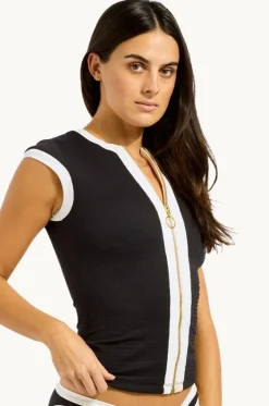 Bandwave Cap Sleeve Suntop|Seafolly New