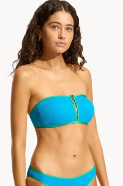 Beach Bound Zip Front Bandeau|Seafolly Discount