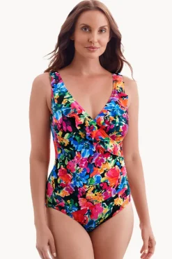 Blooming Bouquet Ruffle Cross Over One Piece|Longitude Clearance