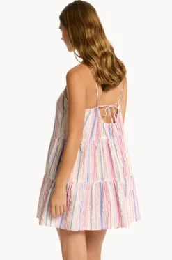 Boho Stripe Tie Back Short Sundress|Sea Level New