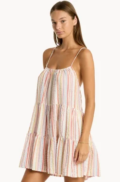 Boho Stripe Tie Back Short Sundress|Sea Level Discount