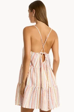 Boho Stripe Tie Back Short Sundress|Sea Level Discount