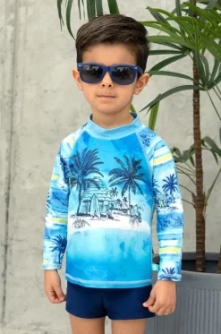 Boys Shipwrecked Long Sleeve Suntop Set|Salty Ink