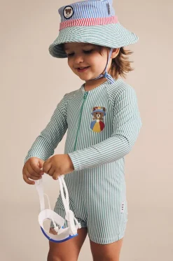 Boys Spliced Stripe Swim Hat|Huxbaby Online