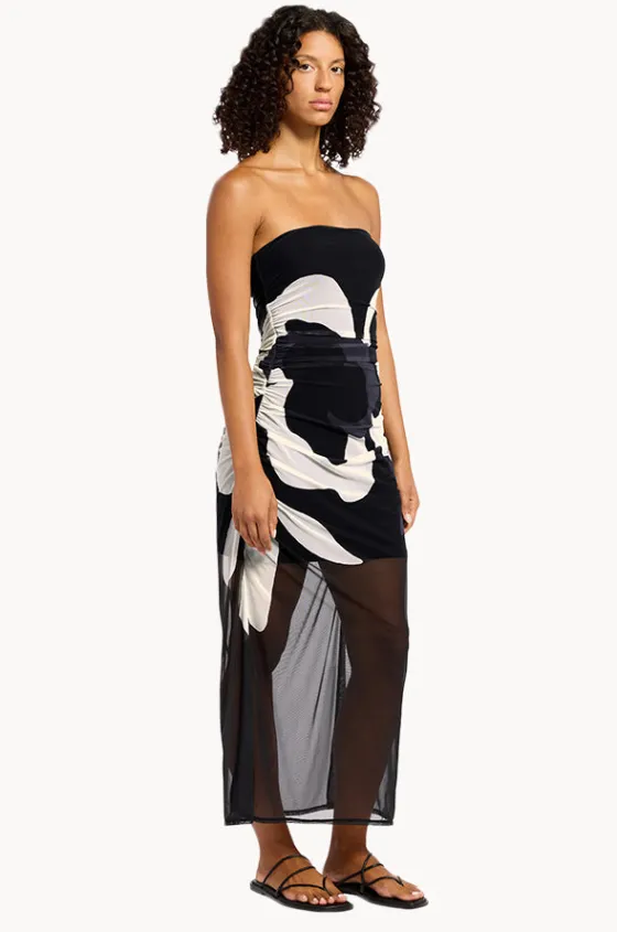 Cactus Garden Mesh Strapless Dress|Jets Clearance