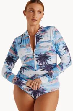 Cartolina Ruched Long Sleeve Sunsuit|Sunsoaked