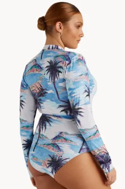 Cartolina Ruched Long Sleeve Sunsuit|Sunsoaked