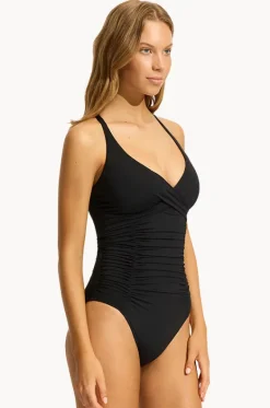 Collective Multi Fit Gathered Wrap Front One Piece|Seafolly Online