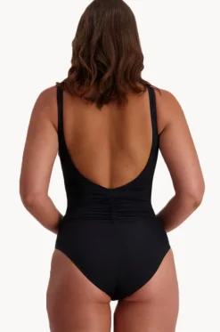 Contours Side Ruched Plunge One Piece|Moontide Best