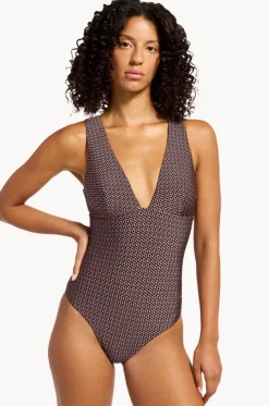 Desert Geo Plunge One Piece|Jets Discount