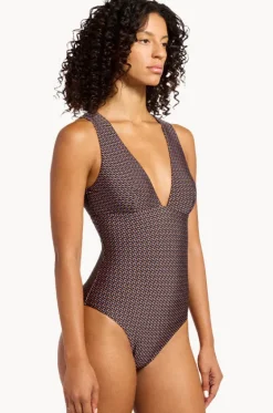 Desert Geo Plunge One Piece|Jets Discount