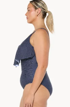 Dots Frill V Neck One Piece|Capriosca Discount