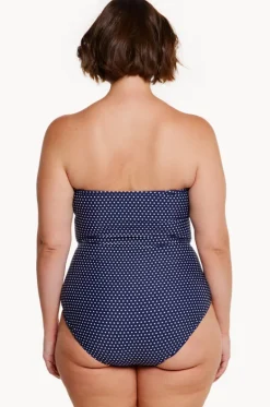 Dots Twist Front Bandeau One Piece|Capriosca Clearance