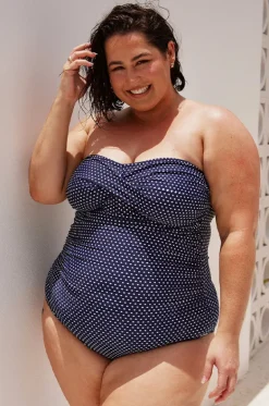 Dots Twist Front Bandeau One Piece|Capriosca Clearance