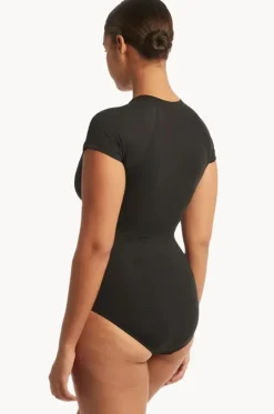 Eco Essentials Zip Front Short Sleeve Sunsuit|Sea Level Best