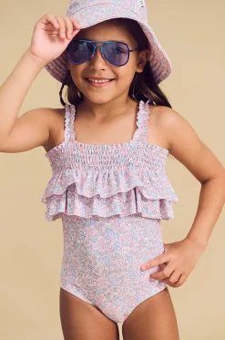 Girls Bluebell Floral Frill One Piece|Huxbaby Online