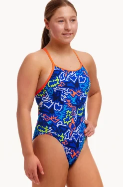 Girls Broken Hearts Diamond Back One Piece|Funkita New