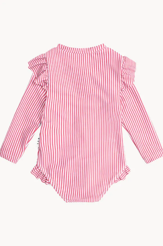 Girls Pie Stripe Frill Sunsuit|Huxbaby Hot