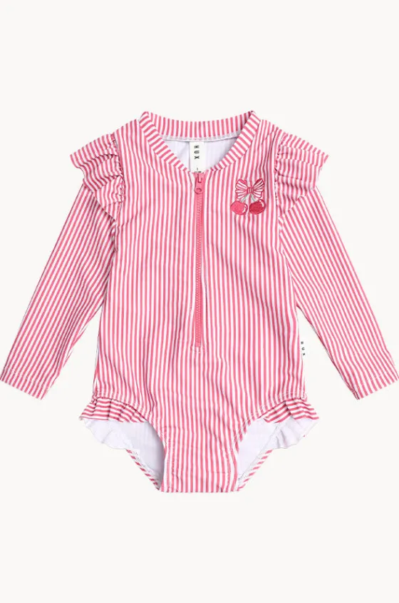 Girls Pie Stripe Frill Sunsuit|Huxbaby Hot