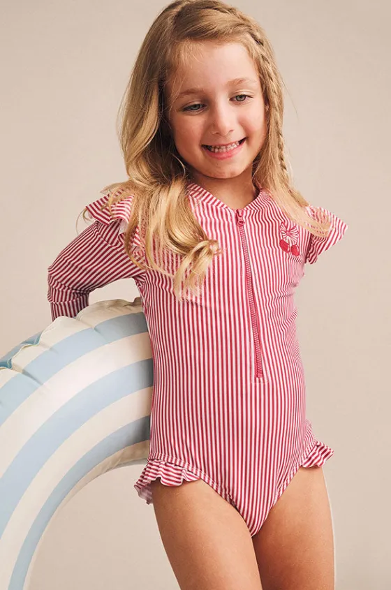 Girls Pie Stripe Frill Sunsuit|Huxbaby Hot