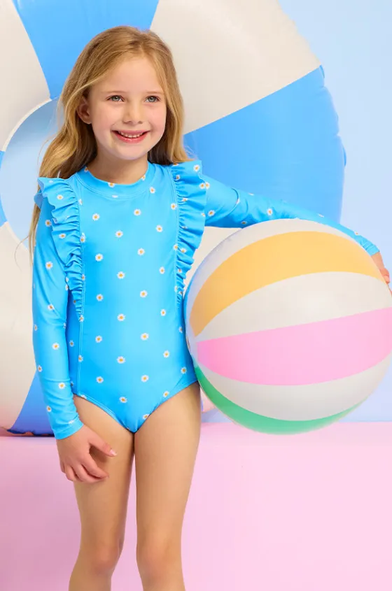 Girls Daisy Chain Frill Sunsuit|Seafolly Girls Outlet