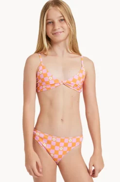 Girls Flower Check Tri Set|Roxy Outlet