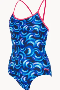 Girls Geo Spiral Sprint Back One Piece|Zoggs New