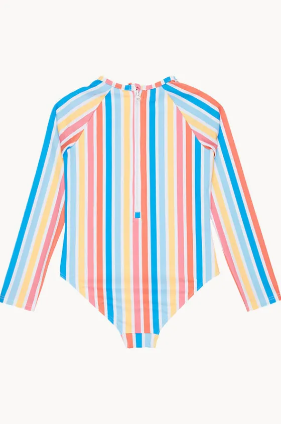 Girls Holy Stripe Long Sleeve Sunsuit|Roxy