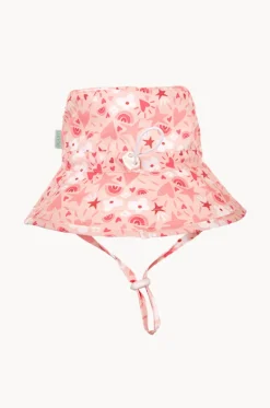 Girls Love Heart Broad Brim Bucket Hat|Acorn