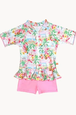 Girls Miss Vacay Short Sleeve Sunsuit|Salty Ink New