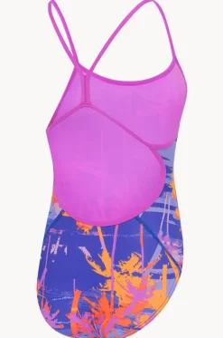 Girls Palms Allover Digital V Back One Piece|Speedo Best