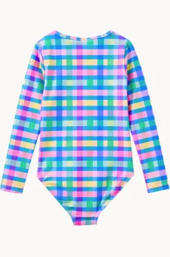 Girls Picnic Check Sunsuit|Milky New