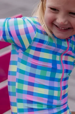 Girls Picnic Check Sunsuit|Milky New