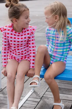Girls Picnic Check Sunsuit|Milky New