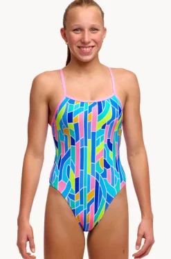 Girls Pillared Single Strap One Piece|Funkita New