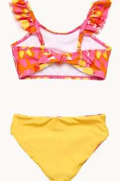 Girls Pop Of Sunshine Frill Crop Set|Snapper Rock Best
