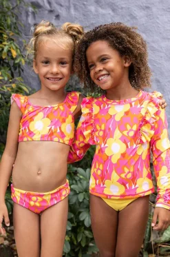Girls Pop Of Sunshine Frill Crop Set|Snapper Rock Best