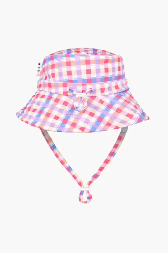Girls Rainbow Check Swim Hat|Huxbaby Online