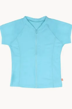 Girls Short Sleeve Zip Suntop|Salty Ink Hot