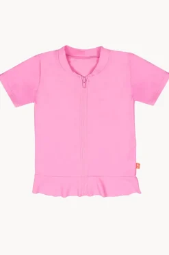 Girls Short Sleeve Zip Suntop|Salty Ink New