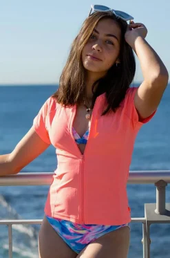 Girls Short Sleeve Zip Suntop|Salty Ink Outlet