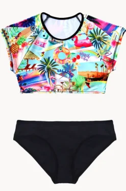 Girls Summer Vacay Crop Suntop Set|Salty Ink Hot