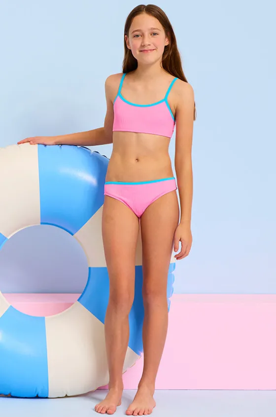 Girls Textured Contrast Crop Set|Seafolly Girls Sale