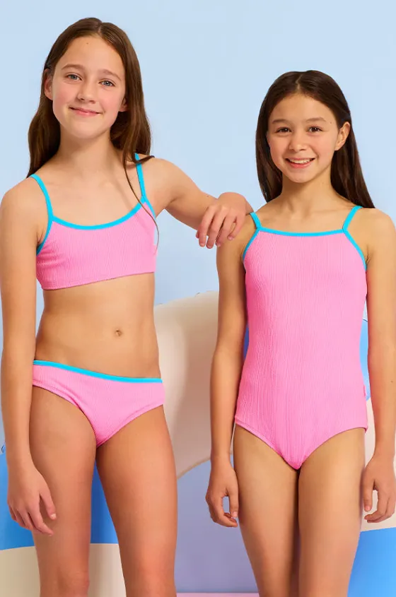 Girls Textured Contrast One Piece|Seafolly Girls Outlet