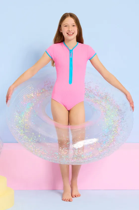 Girls Textured Contrast Sunsuit|Seafolly Girls Outlet