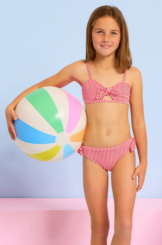 Girls Textured Stripe Tie Bralette Set|Seafolly Girls Best
