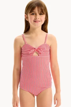 Girls Textured Stripe Tie Front One Piece|Seafolly Girls Outlet